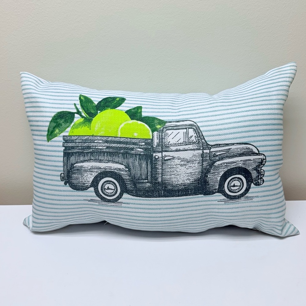 New Lemon Truck Decorative Farmhouse Indoor Outdoor Accent Pillow